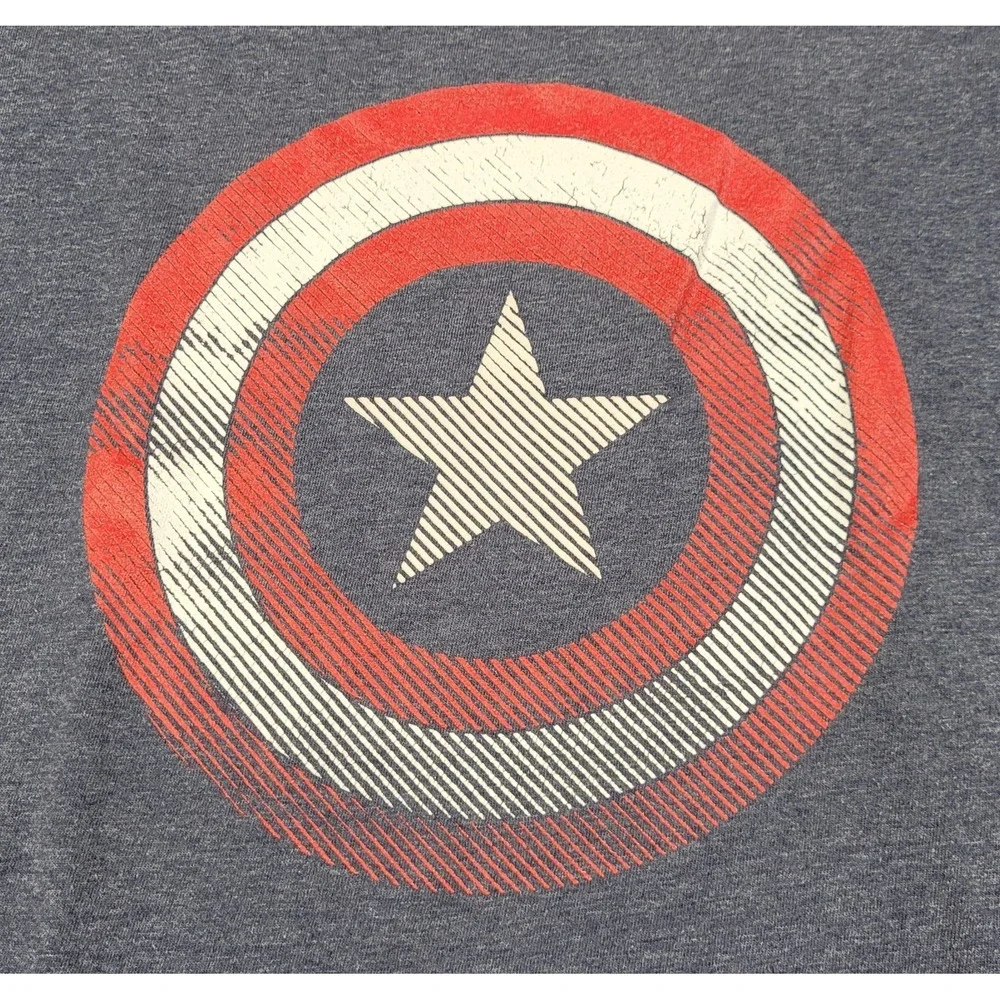 Marvel Captain America Distressed Shield Logo Blue Graphic T-Shirt Boy's Size XS